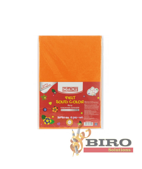 Fetru autoadeziv, 20x30cm, 180g/m2, orange, 5 foi, MAXI